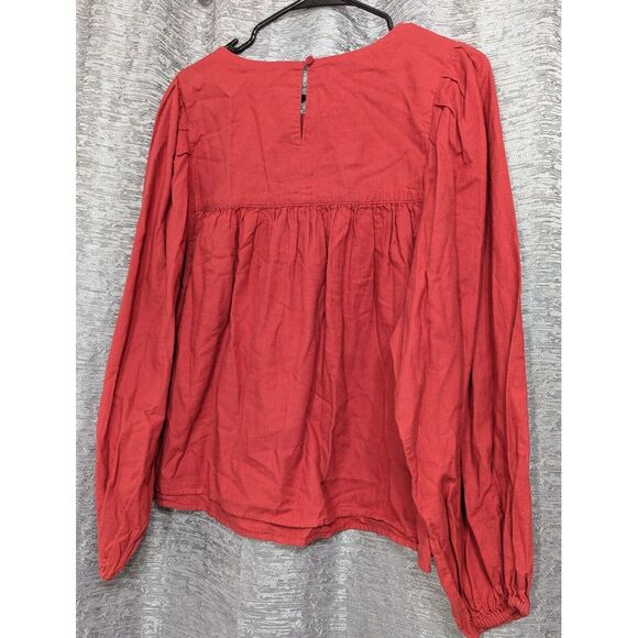 Ana Peasant Style Long Sleeve 100% Cotton Shirt Women's 1X Plus Burnt Orange NWT - Picture 5 of 10